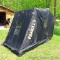 Portable Frabill Ranger XL Twin ice fishing shack. Has two swivel portable seats. Set up dimensions