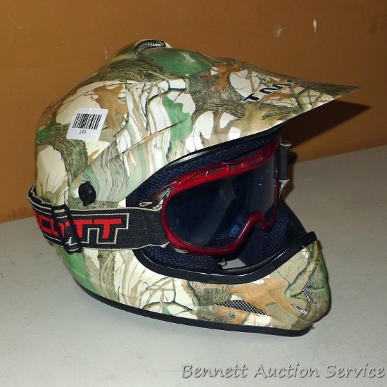 TMS Large (59-60) helmet is in excellent condition; Scott goggles need new foam.