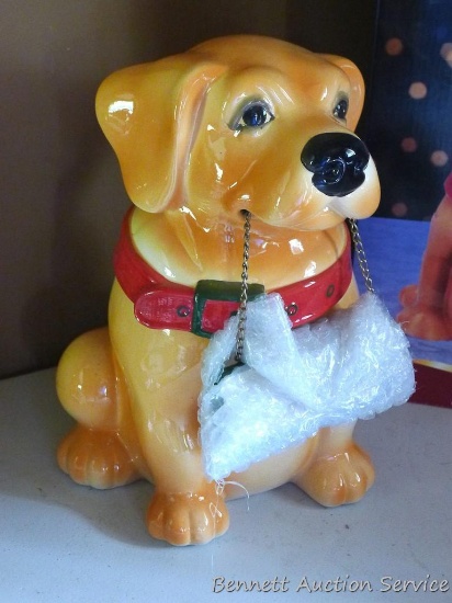 Merry Christmas Labrador cookie jar is new in box.