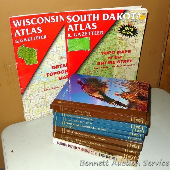 Collection of books from the Hunting and Fishing Library includes Whitetail Deer, Game Birds,