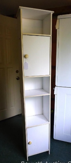 Organizer unit is 68" tall x 12" x 9" deep and in fair to good condition. Pretty sturdy.