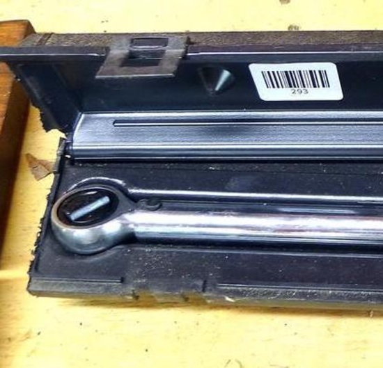 Sears Craftsman 3/8" drive torque wrench includes foot lbs. and newton meters. Comes with plastic