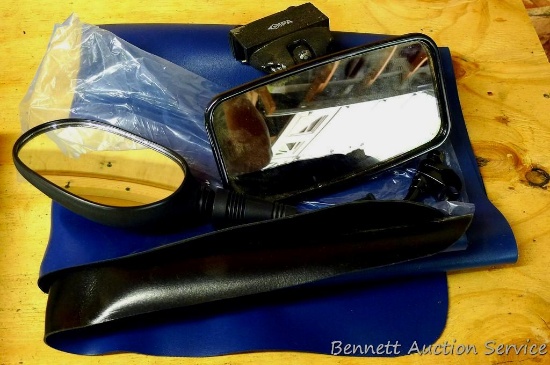 PPG Automotive fender cover appears new; adjustable rear view mirror 8" x 4"; Polaris ATV mirror