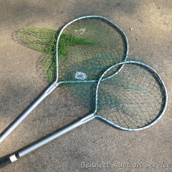 Two fish nets, largest is 68" long x 17" diameter. Nets look in good shape.