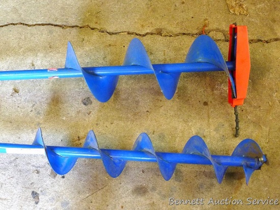 Two Strikemaster-Mora hand ice augers, one 5", one 8".