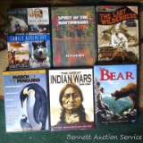 DVDs including The Great Indian Wars, 1540-1890; Spirit of the Northwoods; March of the Penguins;
