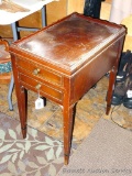 Wooden side table with dovetailed drawer is approx 21