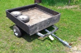 Two wheel metal frame trailer with a wooden box 48