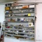 All the contents on the shelves. Includes castors, screws, nails, aluminum wire, solder and lots