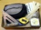 Pair of knee pads; carpenter's square; tape measure and more.