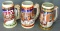 1997-1999 Budweiser Holiday beer steins, largest is 7