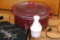 Six quart Crock Pot with accessories including rack, tote; food chopper. In very good condition.