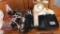 Healthometer bathroom scale; blow dryer; several curling irons; hair clips and nail polish.