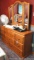 Very nice Wolfcraft 8 drawer dresser made of oak with folding 3 piece mirror. 61