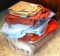 Three king size sheet sets (red, cranberry and gray), plus more.