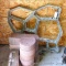 Patio stepping stone concrete form is approx. 2' x 2'; plus a few bricks and small patio blocks.