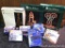 Five boxes of twinkling curtain light sets; three boxes of twinkling 4'x6' net sets; 4' spiral rope