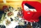 Christmas village pieces including two power strips;