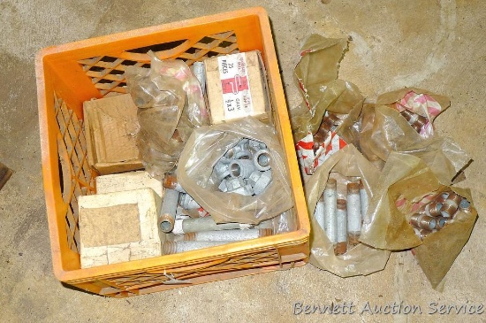 Crate full of steel nipples, sizes 1/2" x 1-1/2". Has 1/2" unions and more.