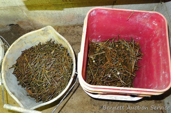 Two partial pales of nails. Longest is 3". They appear new, but have rust.