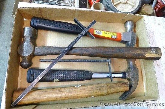 Fiberglass Tool Shop claw hammer; ball peen hammer 15-1/2" long.