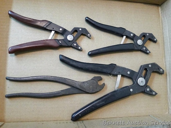 Craftsman professional robogrip pliers, largest is 10"; battery post pliers.