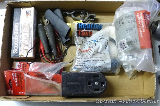 Partial bags of plastic staples; heat shrink; test leads and more.