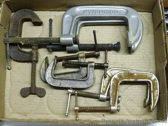Pair of 4" metal C clamps Columbian brand and more.