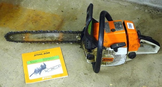 Stihl 034AV Super chainsaw with 18" bar. Appears in nice shape.