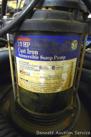 True Value 1/3 HP cast iron submersible sump pump.