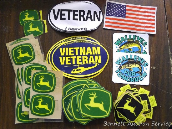 John Deere stickers; Viet Nam vet stickers; flag sticker and more.