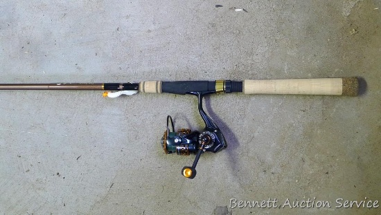 Elk River custom rod with Pflueger reel 80" tall. Eyelets look good.