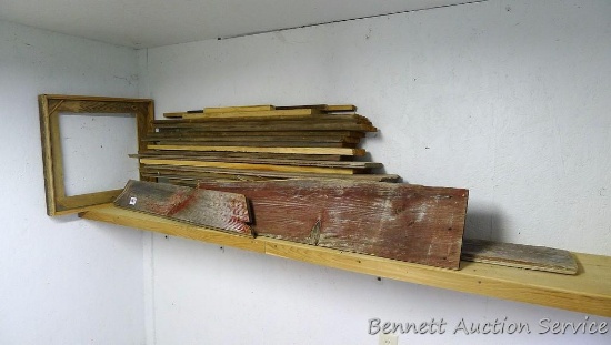 Assortment of barn boards longest is 64" x 9" and a homemade picture frame.