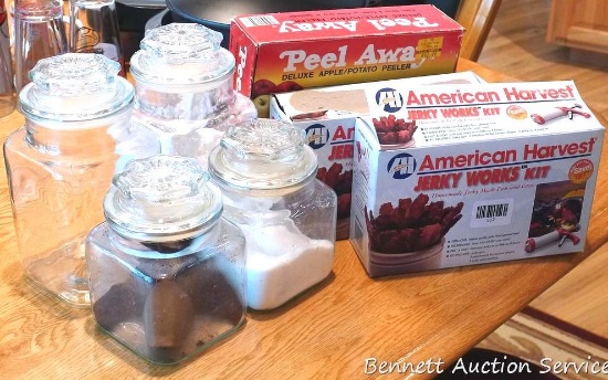 American Harvest Jerky Works Kit with box of seasonings; Peel Away deluxe apple/potato peeler; set
