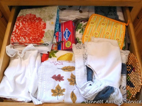 Kitchen towels; hot pads and trivets, flour sack towels; matches (will not ship); more.