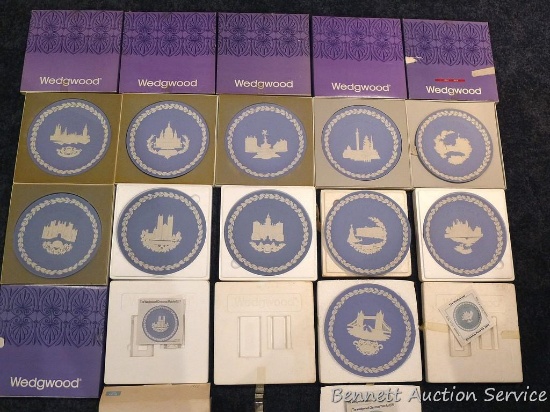 Wedgwood Jasperware Christmas collector's plates dating from 1969 through 1979.