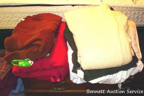 King sized mattress cover; a few smaller fleece and other throws, plus a fleece cozy robe.