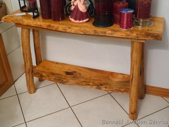 Rustic little bench is handy just about anywhere. Measures approx 3' x 10" deep x 23" high.