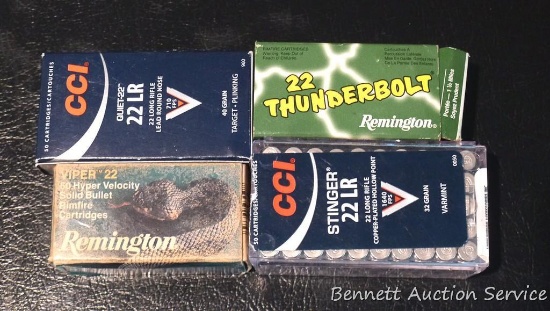 50 rounds CCI Quiet .22LR cartridges; 50 rounds CCI Stinger .22LR cartridges; partial boxes of