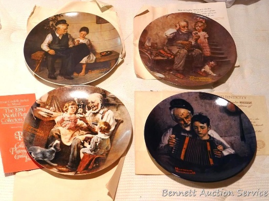 Four collector's plates by Knowles, all feature Norman Rockwell designs.