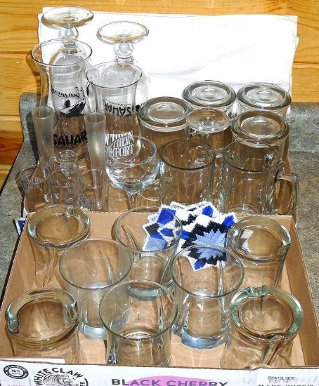 Two boxes of bar glassware up to 10" tall.
