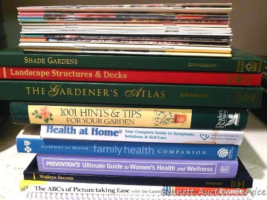 Nice variety of books including Walleye Wisdom, gardening books, photography and health.