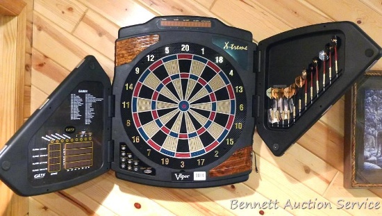 Viper X-treme electronic dart board is preprogrammed with 38 different games. Powers up and is in