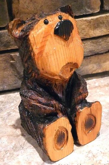 Cute little wooden bear stands nearly 12" tall.