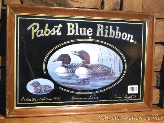 Pabst Blue Ribbon 1991 Common Loon beer mirror is 22" wide.
