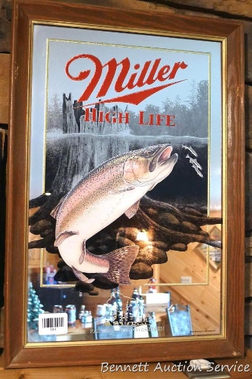 Miller High Life Rainbow Trout beer mirror measures 22" high.