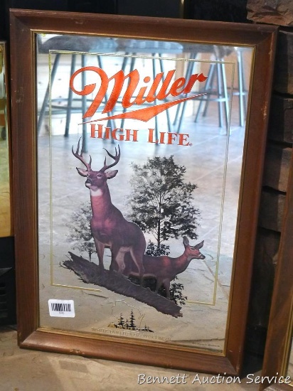 Miller High Life White-tailed Deer beer mirror is 22" high.