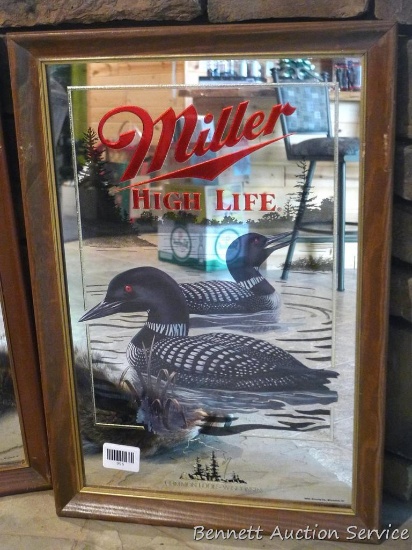 Miller High Life Common Loon beer mirror is 22" high.