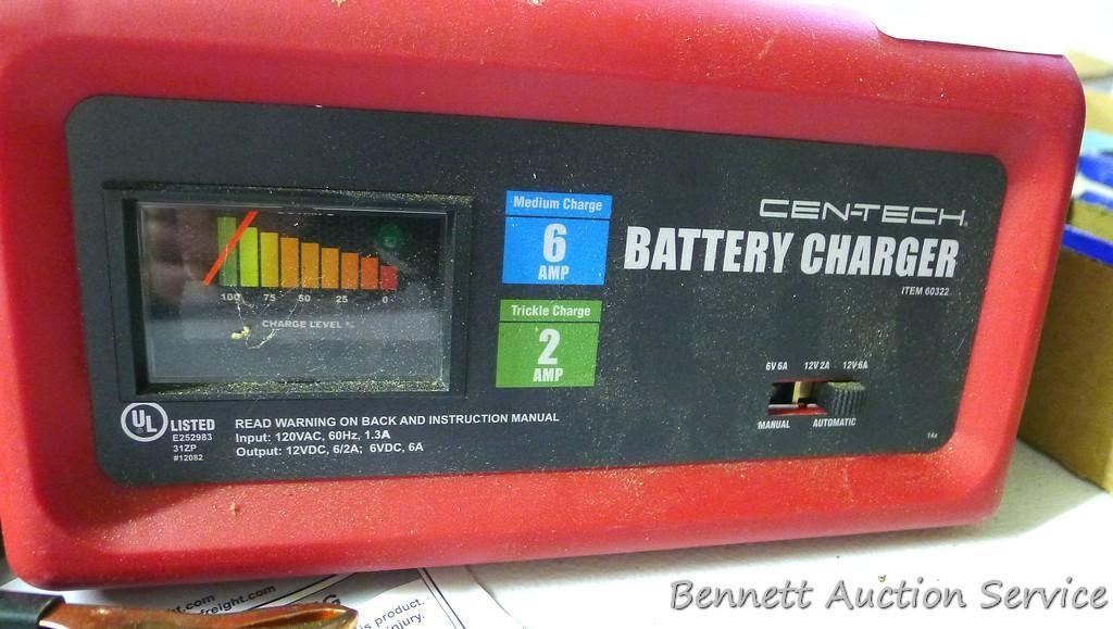 Cen-Tech 2/6 amp 6/12 volt battery charger. | Estate & Personal Property  Personal Property | Online Auctions | Proxibid