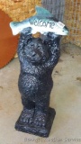 Welcome bear with fish stands approx. 3' tall.